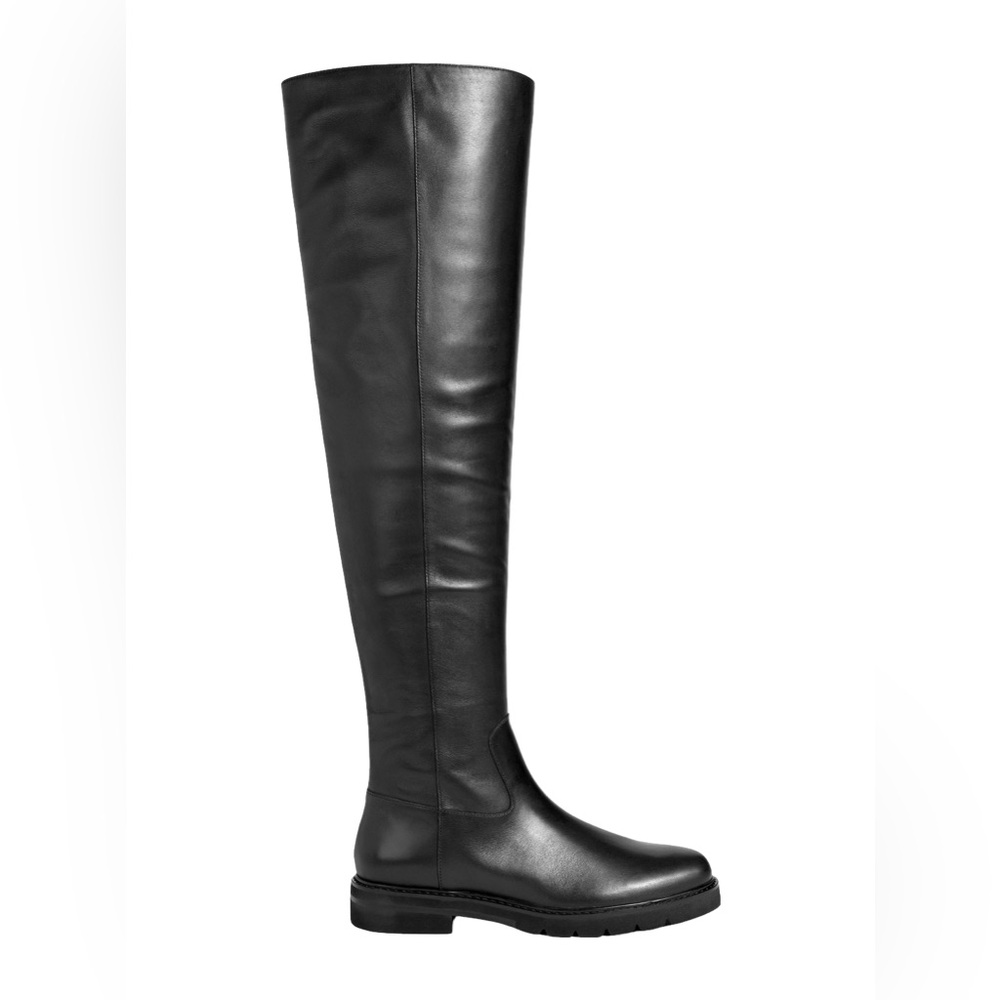 NEW STUART WETIZMAN OVER THE KNEE CHICAGO LEATHER BOOTS IN BLACK 7.5